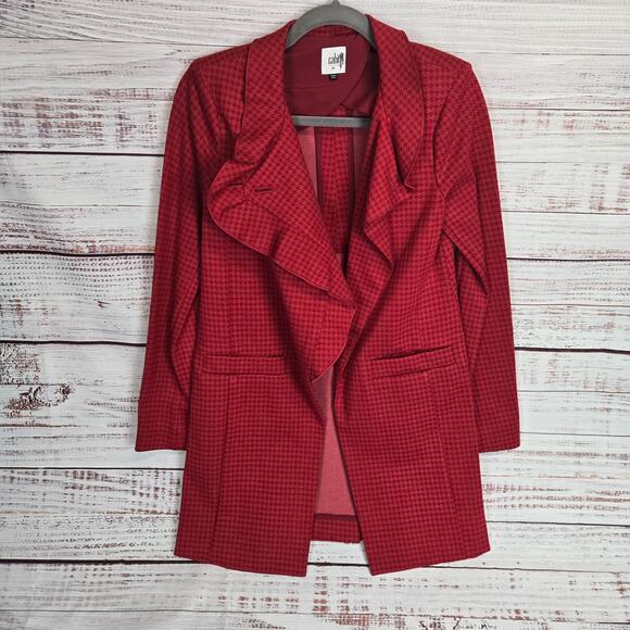 Cabi Celebration Red Houndstooth Jacket XS Casual Dressy Chic Vamp Classic Coat - Picture 1 of 16